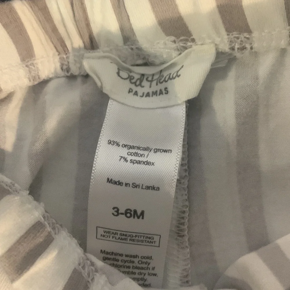 BedHead Pajamas Two Piece Stripe & Solids Organic Cotton Blend 3 - 6 Months
